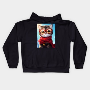 Cat in the snow - Modern digital art Kids Hoodie